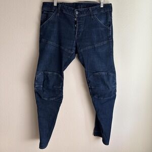 G-Star RAW‎ Jeans Mens 33x30 5620 Deconstructed 3D Low Tapered Blue Denim Moto